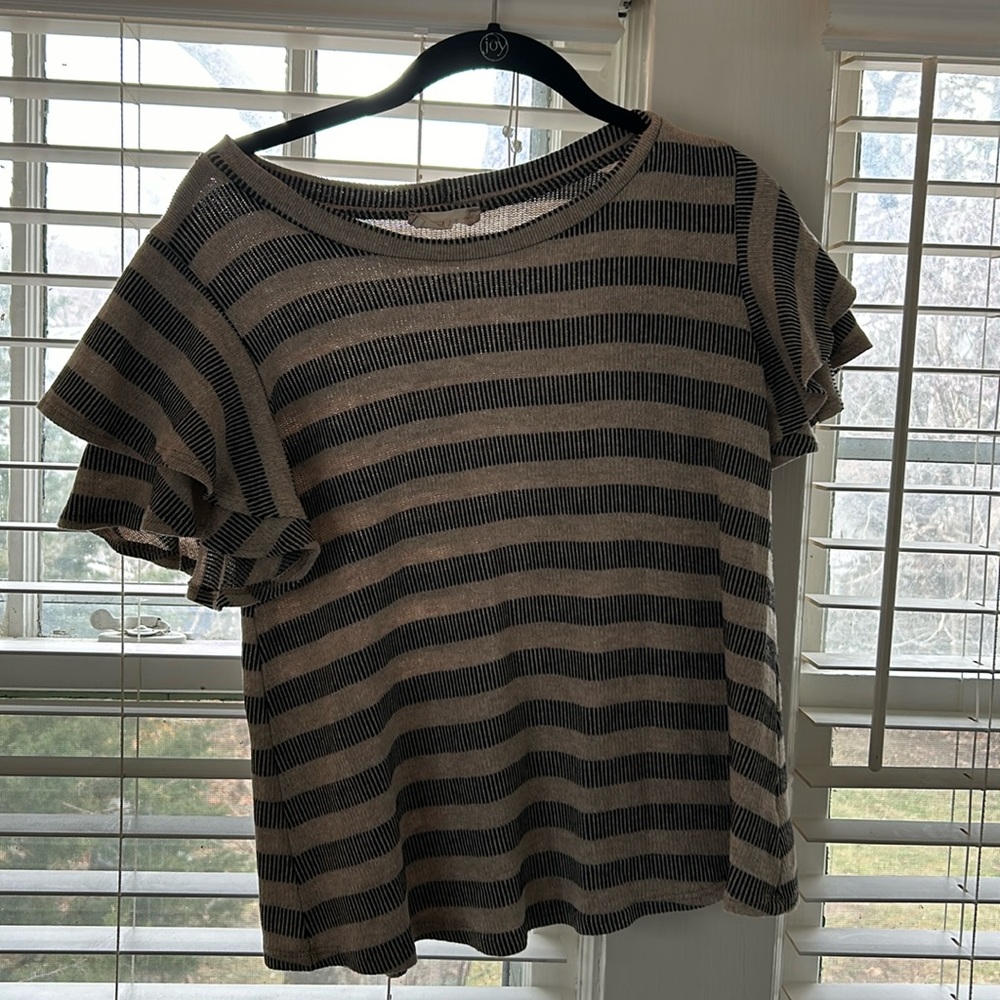 Women’s small blouse. Tan with black stripes